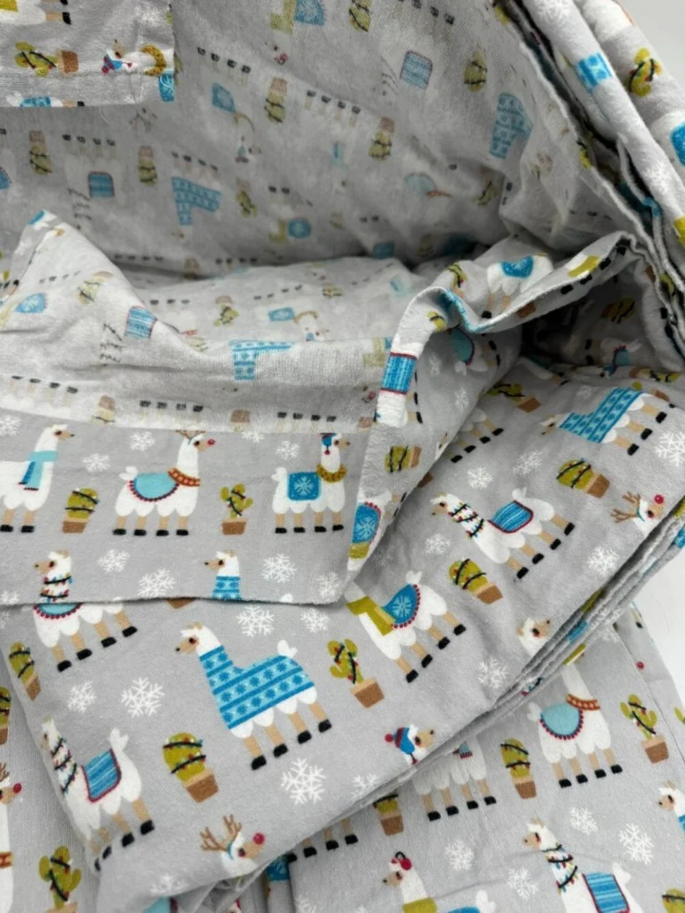 North Pole Trading Co. Llama Cactus Print Queen Flannel Sheet Set